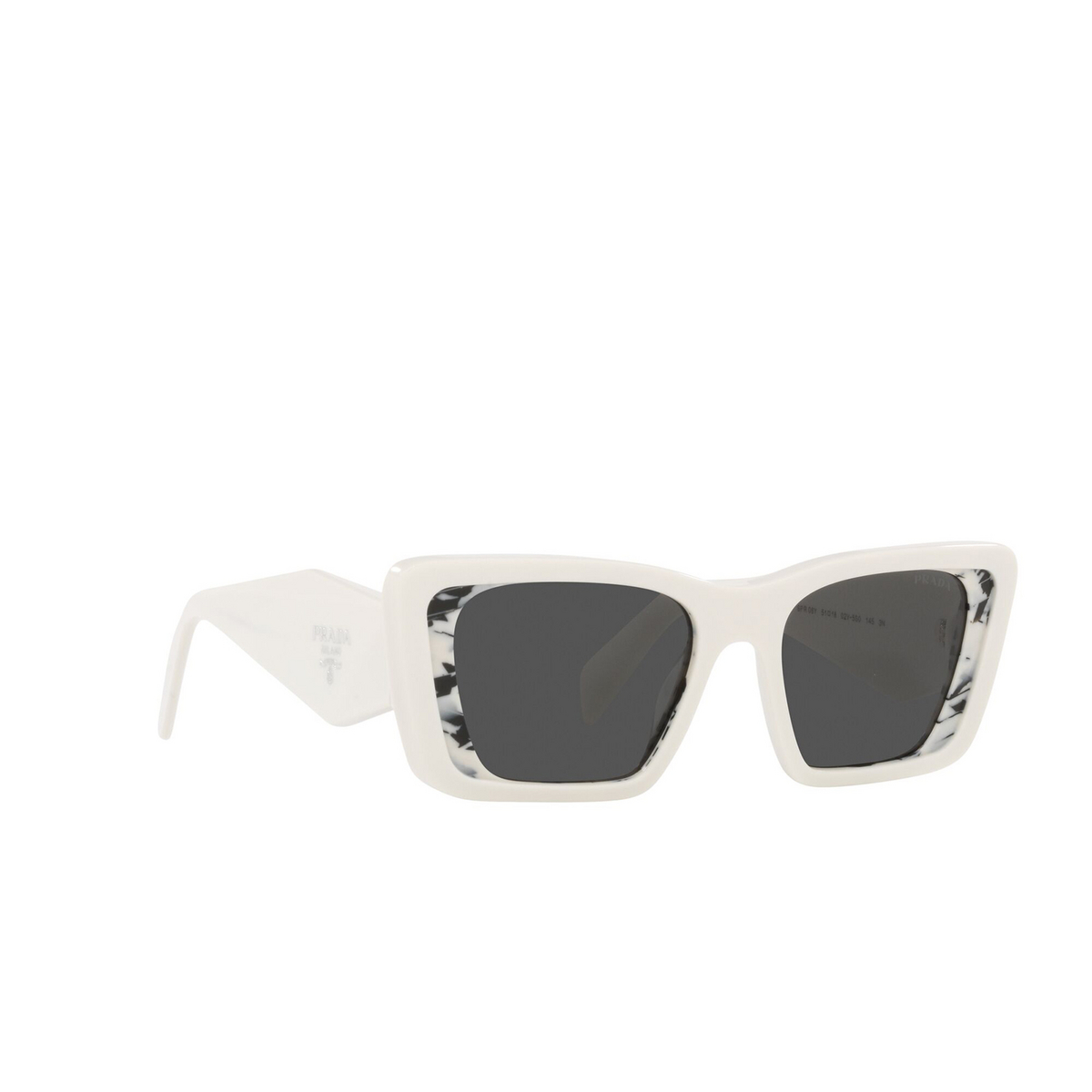Prada® Butterfly Sunglasses: PR 08YS color White / Havana Black 02V5S0 - three-quarters view.