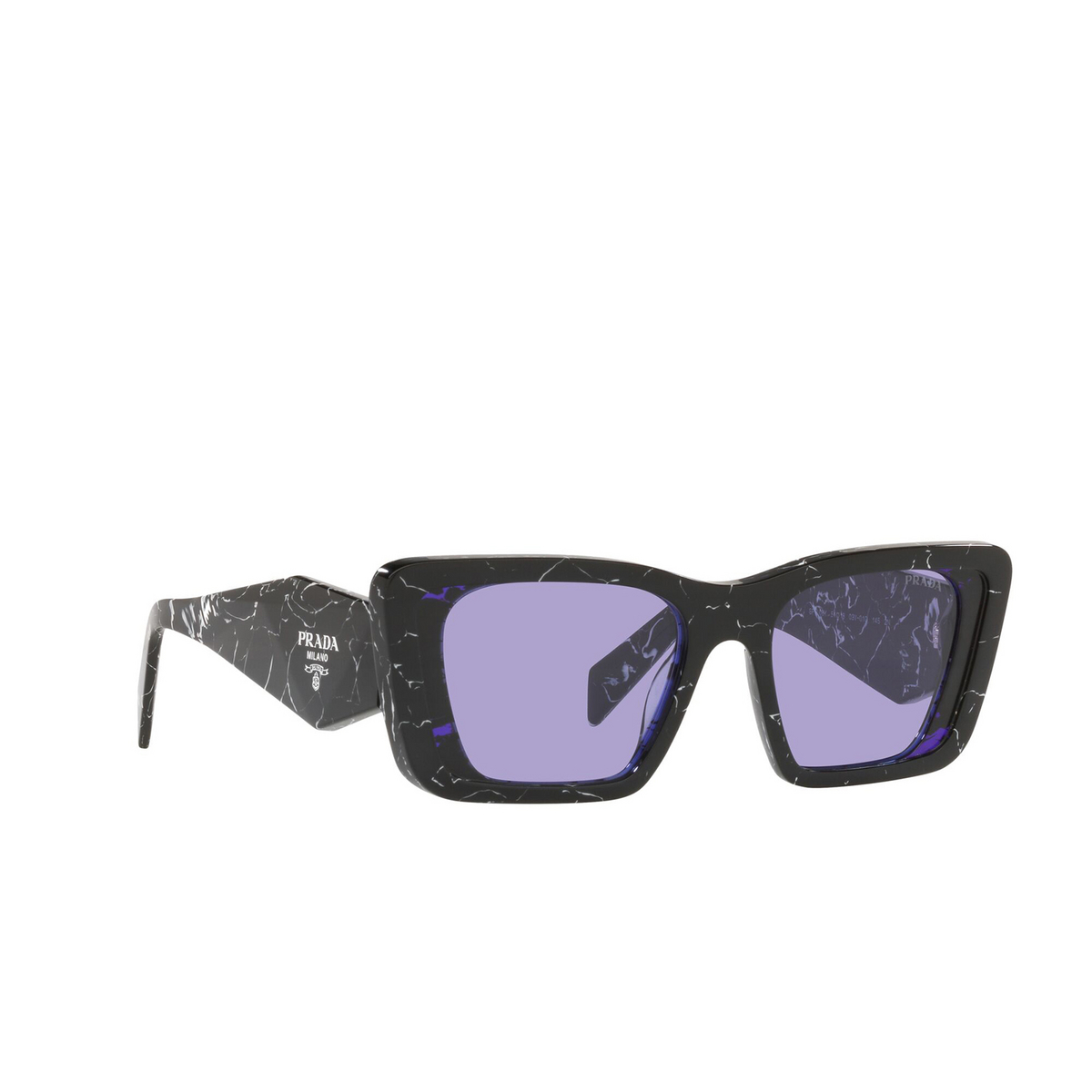 Prada® Butterfly Sunglasses: PR 08YS color Havana Black / White 03V01O - three-quarters view.