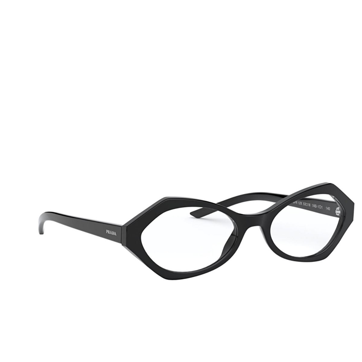 Prada PR 12XV Eyeglasses 1AB1O1 BLACK - three-quarters view