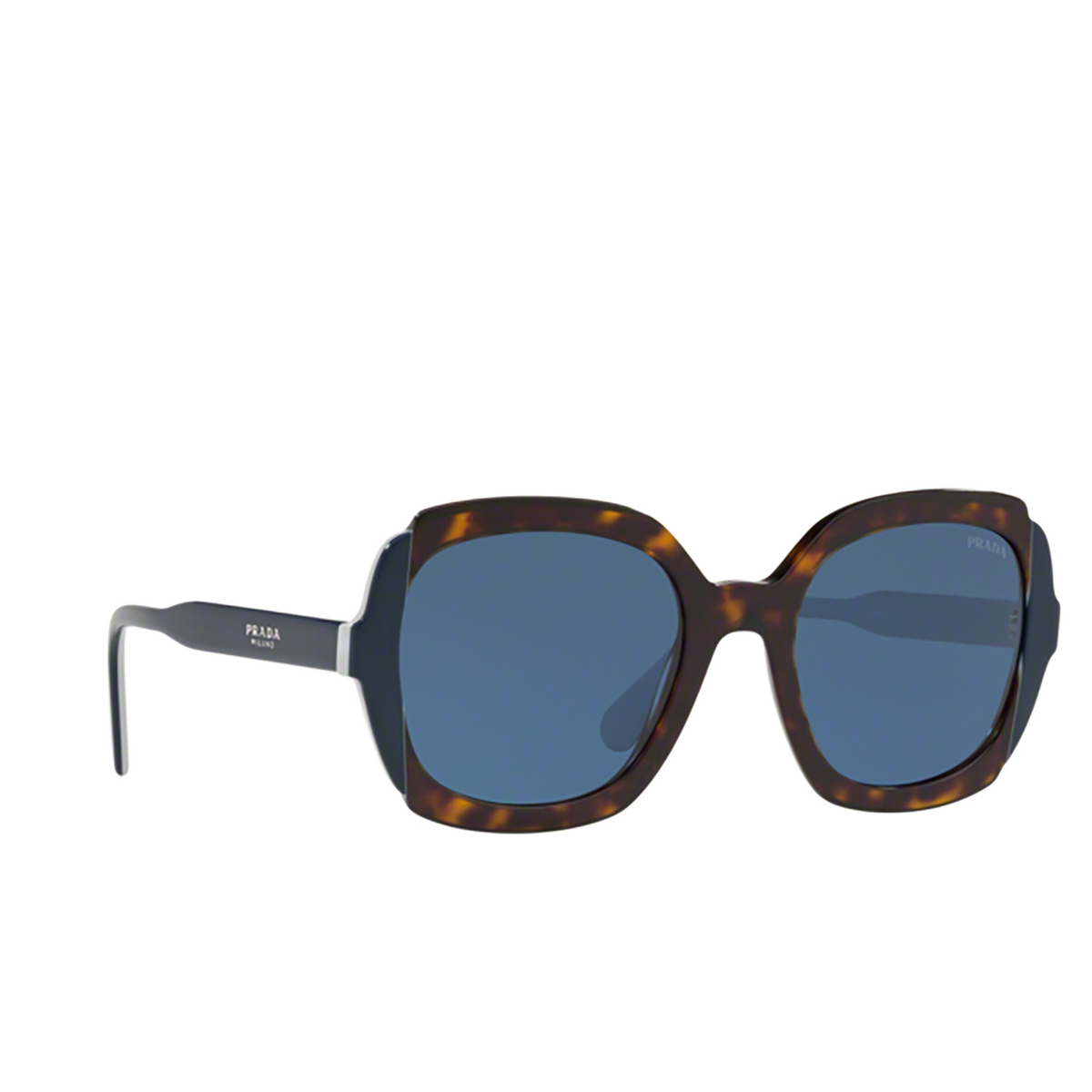 Prada PR 16US Sunglasses W3C1V1 HAVANA / TOP BLUE GREY - three-quarters view