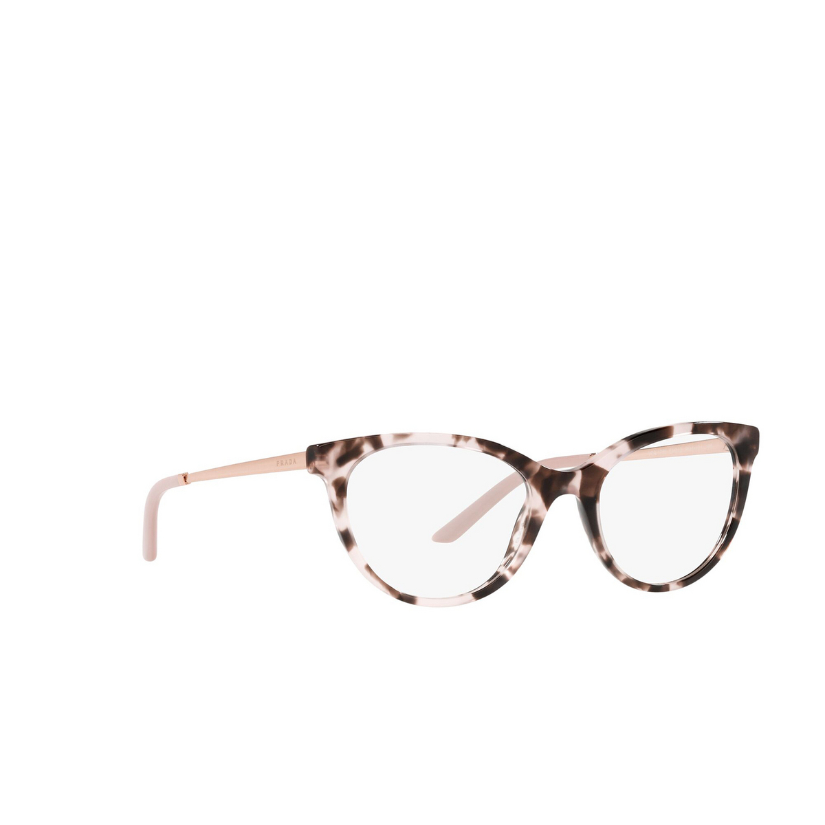 Prada® Oval Eyeglasses: PR 17WV color Orchid Tortoise ROJ1O1 - three-quarters view.