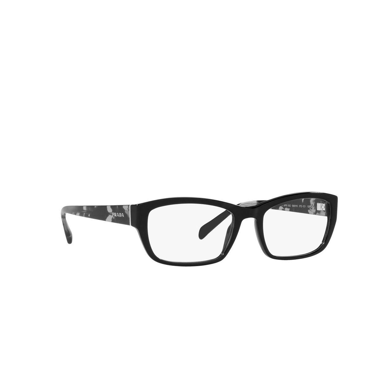 Prada PR 18OV Eyeglasses 07E1O1 Black - three-quarters view