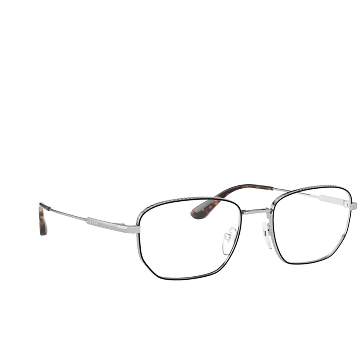 Prada PR 52WV Eyeglasses 5241O1 Black / Silver - three-quarters view