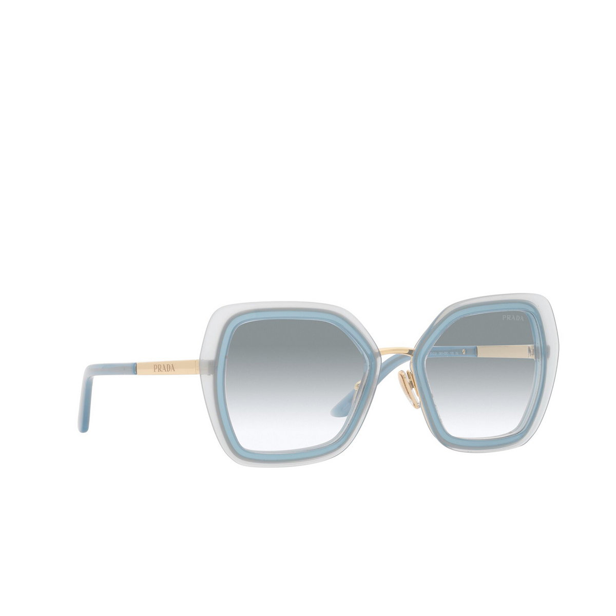 Prada® Butterfly Sunglasses: PR 53YS color Ceruleo Opal 06Y03O - three-quarters view.
