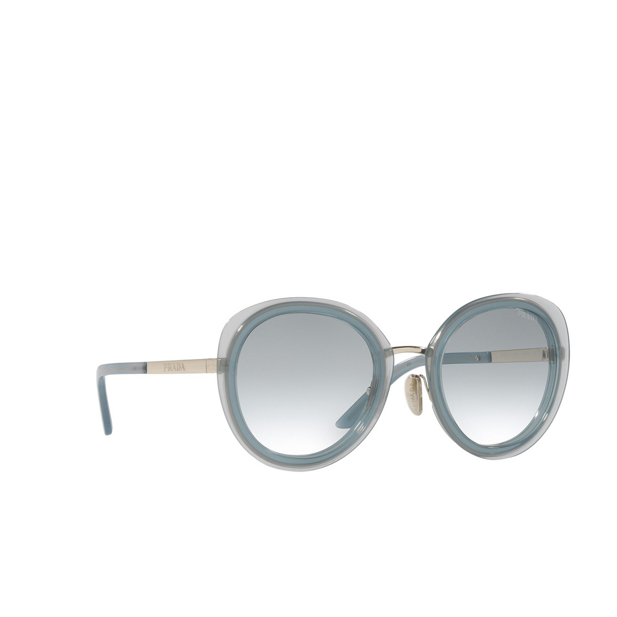 Prada® Oval Sunglasses: PR 54YS color Ceruleo Opal 06Y03O - three-quarters view.