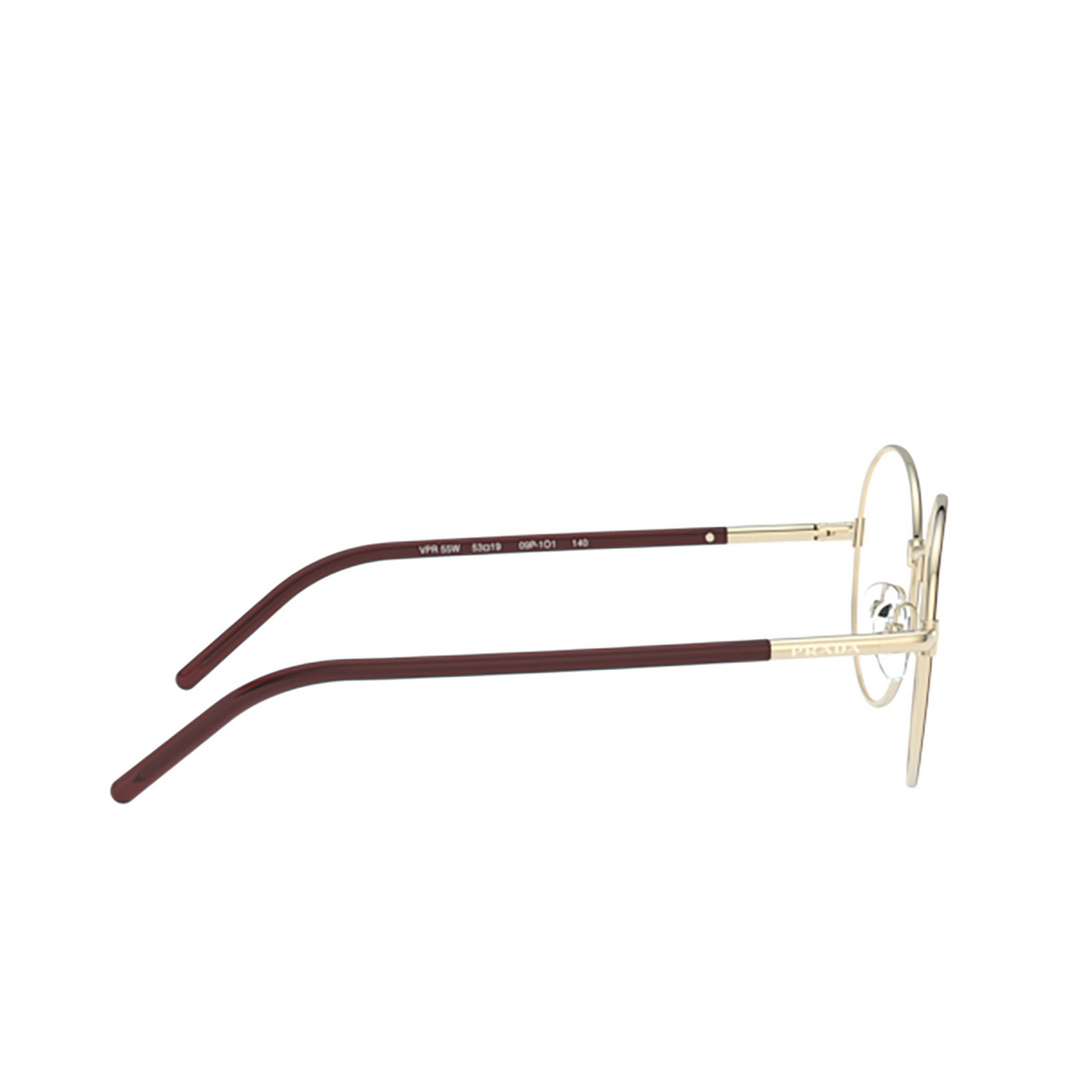 Prada® Round Eyeglasses: PR 55WV color Pale Gold / Bordeaux 09P1O1 - 3/3.