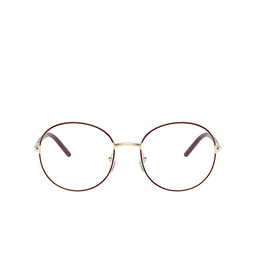 Prada® Round Eyeglasses: PR 55WV color Pale Gold / Bordeaux 09P1O1.