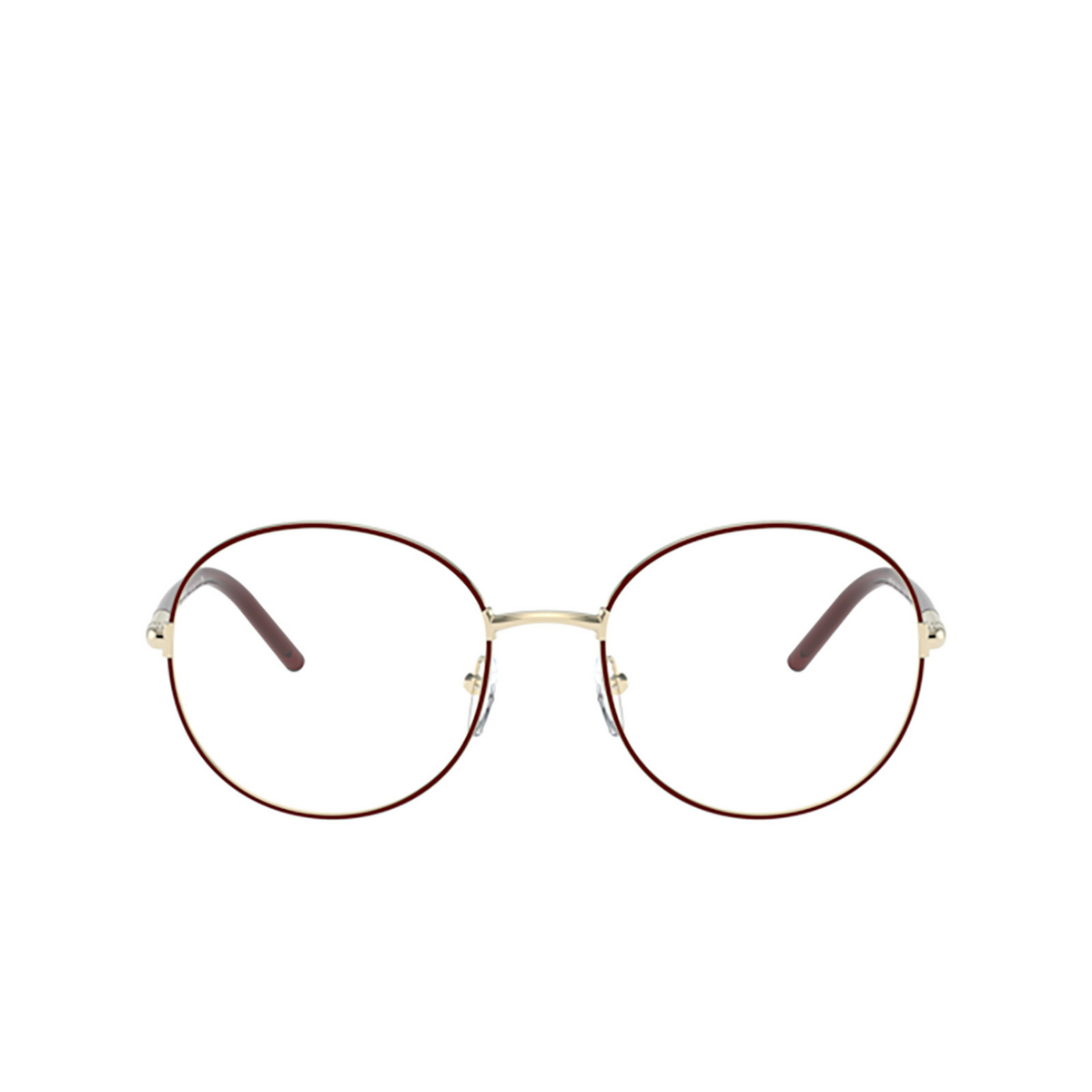 Prada® Round Eyeglasses: PR 55WV color Pale Gold / Bordeaux 09P1O1 - 1/3.