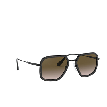 Prada PR 57XS Sunglasses 05A1X1 stripped grey / black - three-quarters view