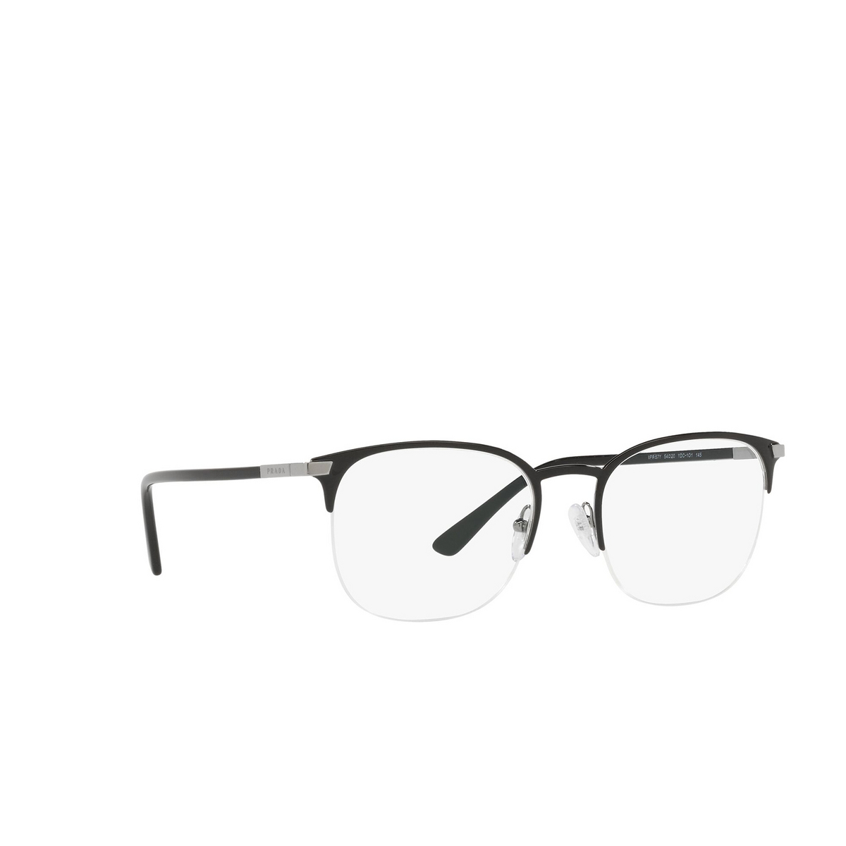 Prada® Oval Eyeglasses: PR 57YV color Black YDC1O1 - three-quarters view.