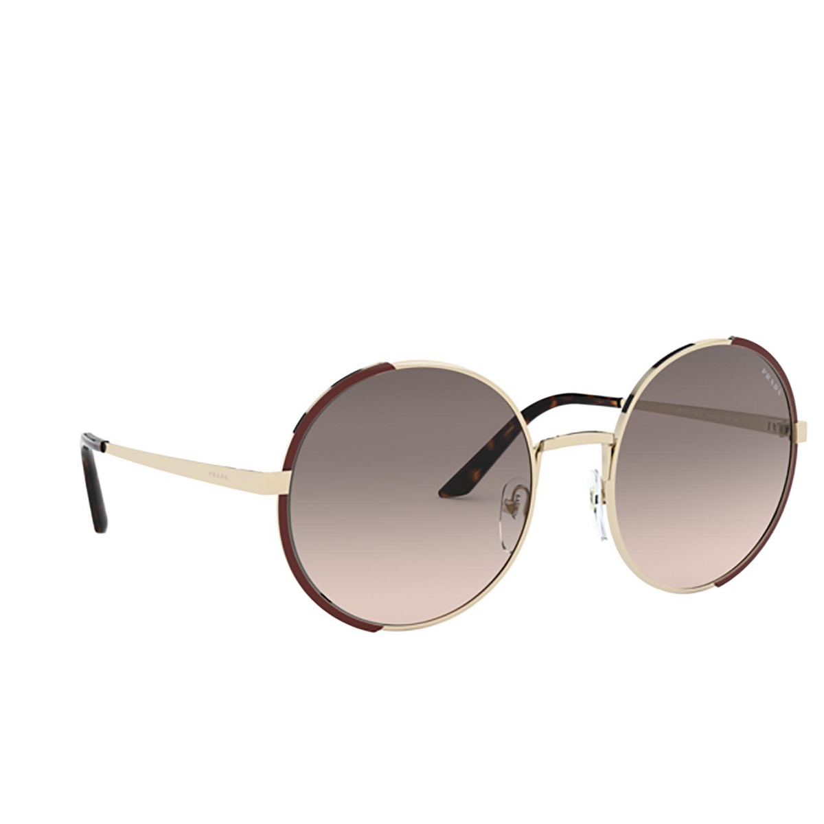 Prada PR 59XS Sunglasses KOF3D0 PALE GOLD / BROWN - three-quarters view