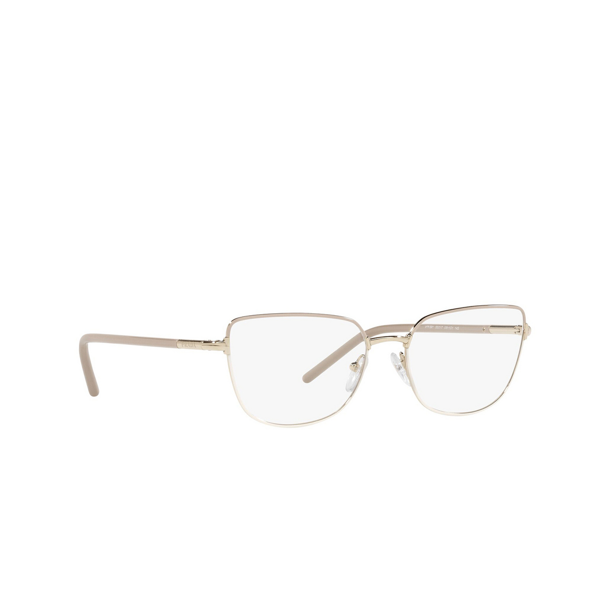 Prada® Butterfly Eyeglasses: PR 59YV color Beige / White 06I1O1 - three-quarters view.