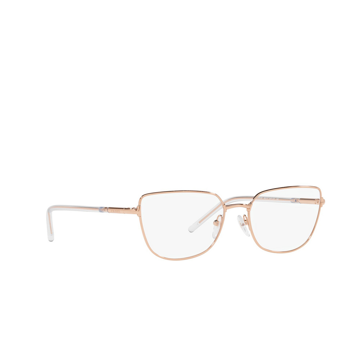 Prada® Butterfly Eyeglasses: PR 59YV color Pink Gold SVF1O1 - three-quarters view.