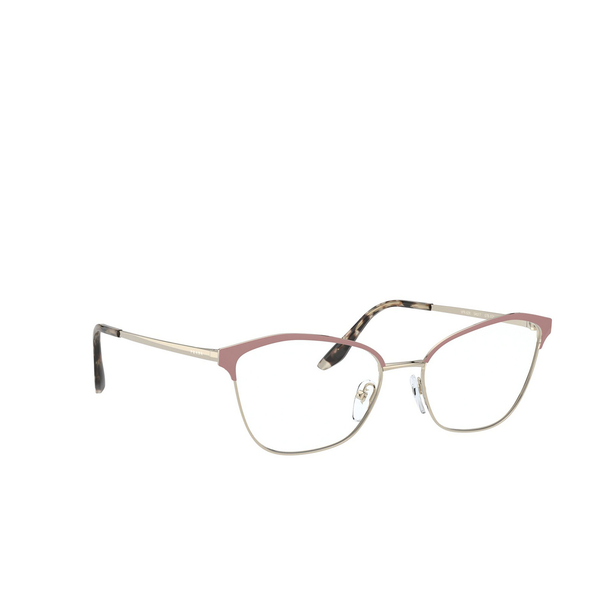 Prada PR 62XV Eyeglasses 07B1O1 Matte Pink / Pale Gold - three-quarters view