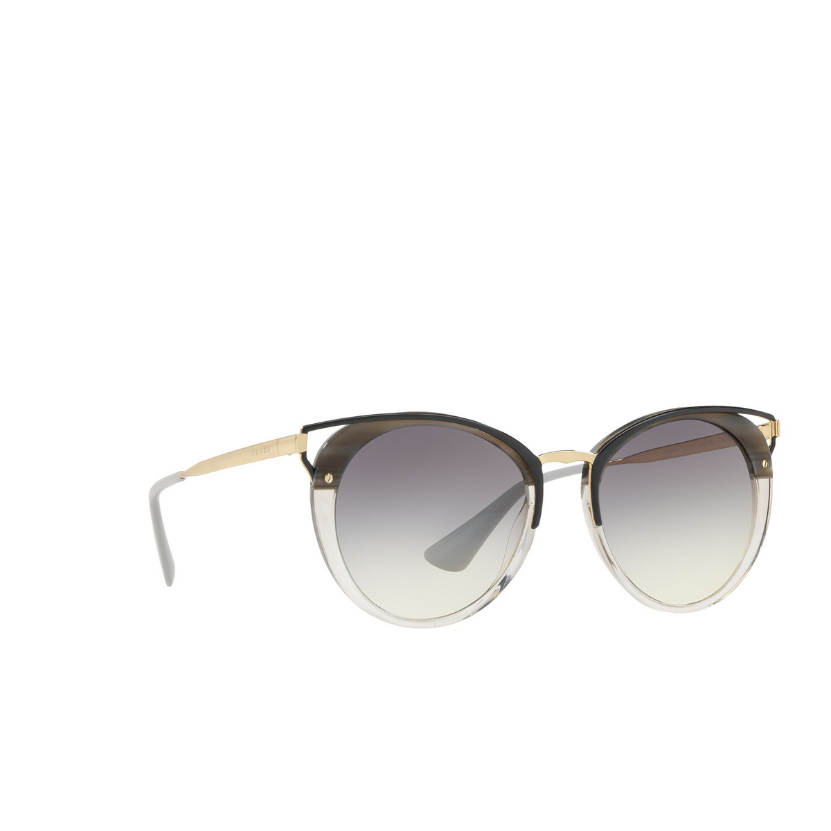 Prada® Cat-eye Sunglasses: PR 66TS color Striped Grey MRU130 - three-quarters view.
