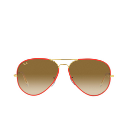 Ray-Ban® Aviator Sunglasses: RB3025JM Aviator Full Color color 919651 Red On Legend Gold 