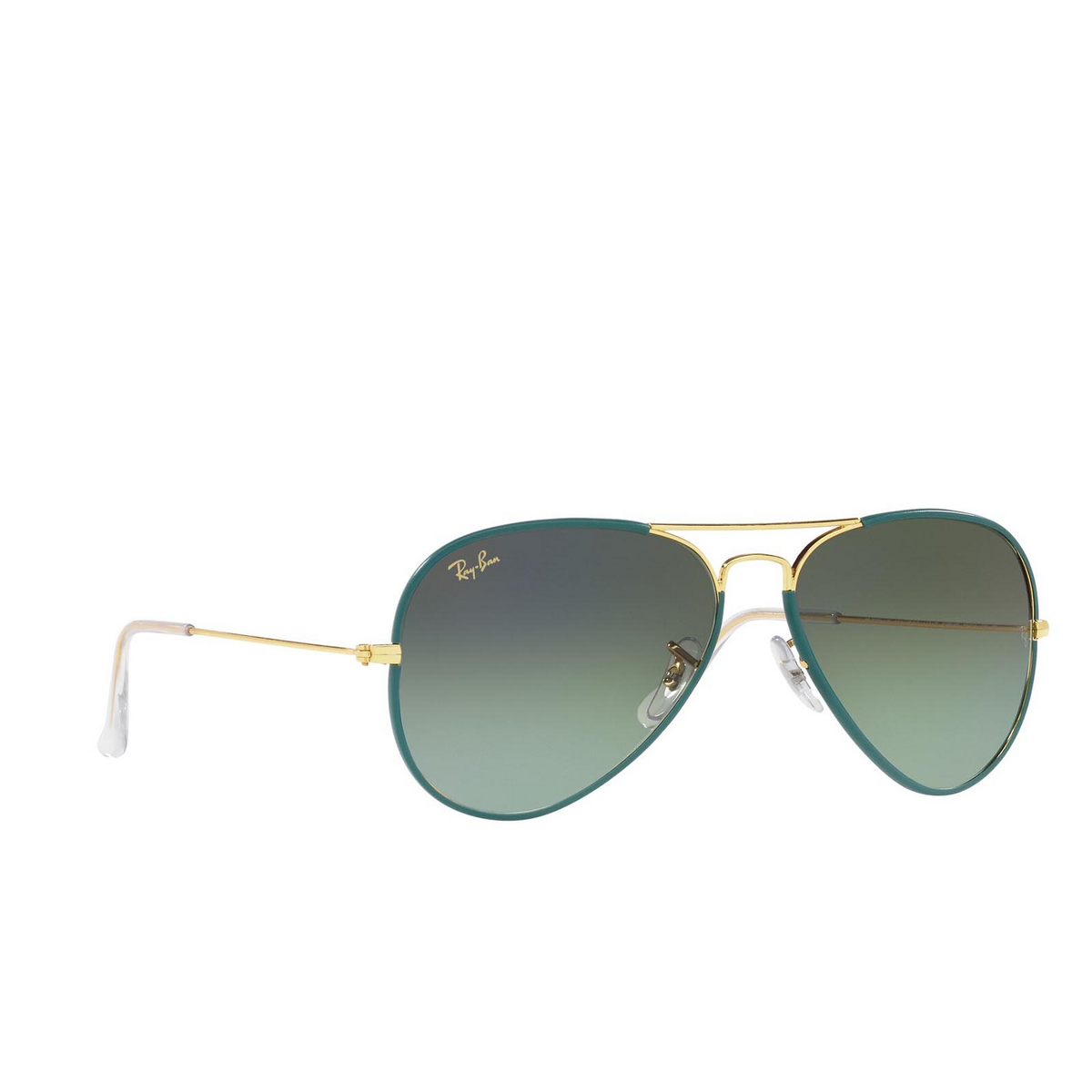 Ray-Ban AVIATOR FULL COLOR Sunglasses 9196BH Petroleum on Legend Gold - three-quarters view