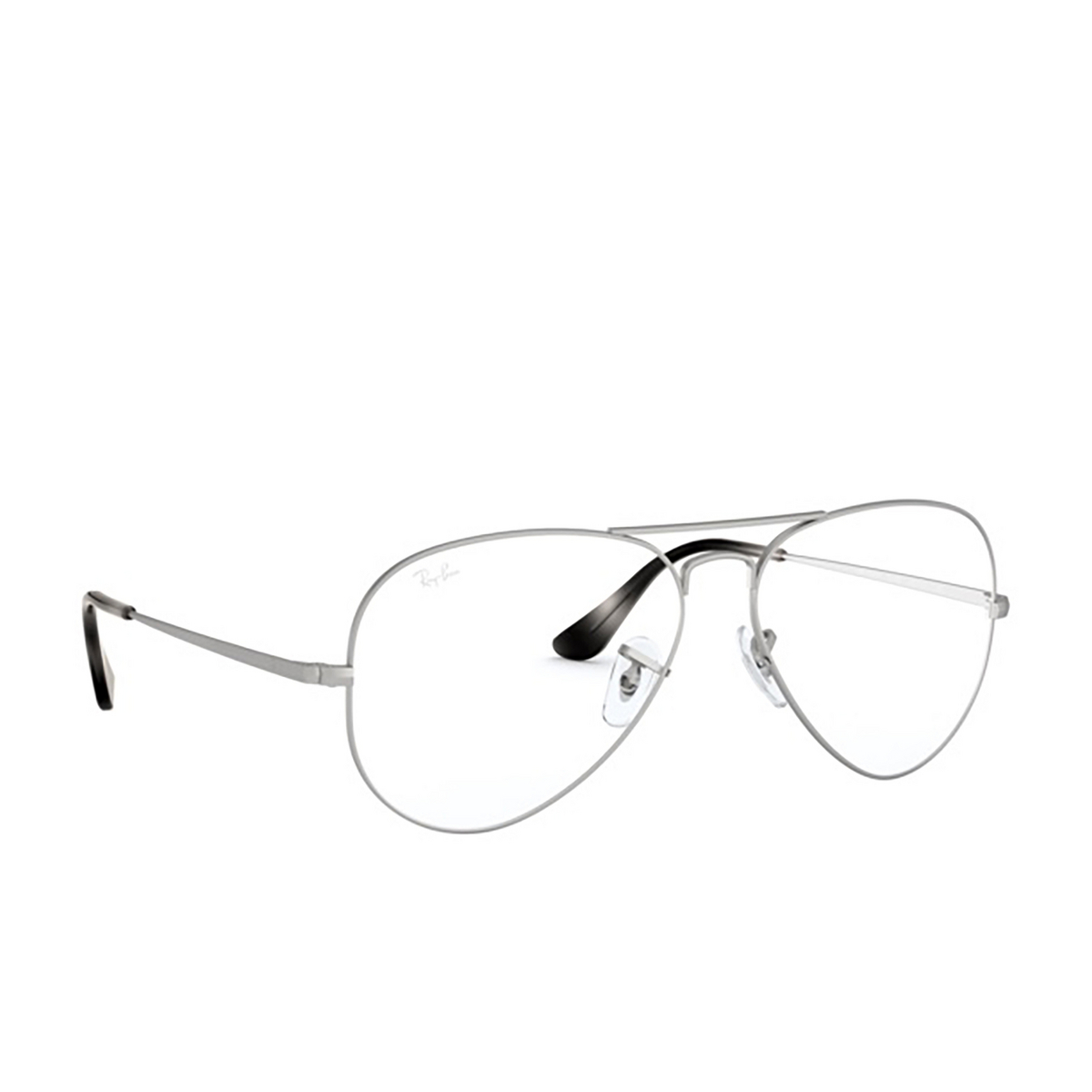 Ray-Ban® Aviator Eyeglasses: Aviator RX6489 color Matte Silver 2538 - three-quarters view.