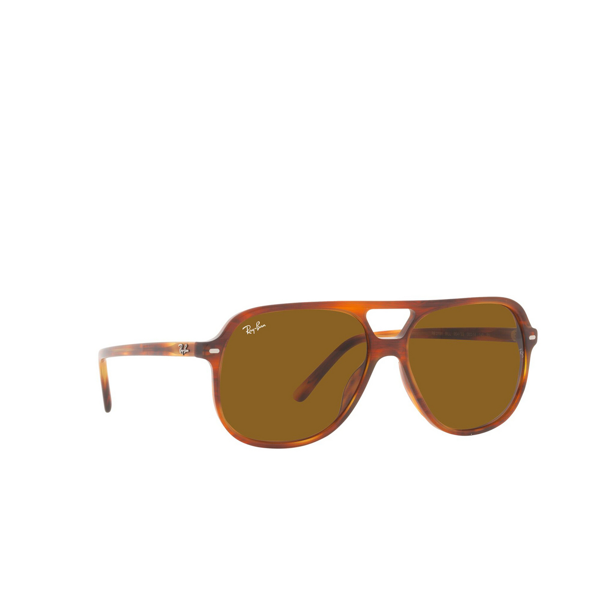 Ray-Ban® Square Sunglasses: Bill RB2198 color Striped Havana 954/33 - three-quarters view.