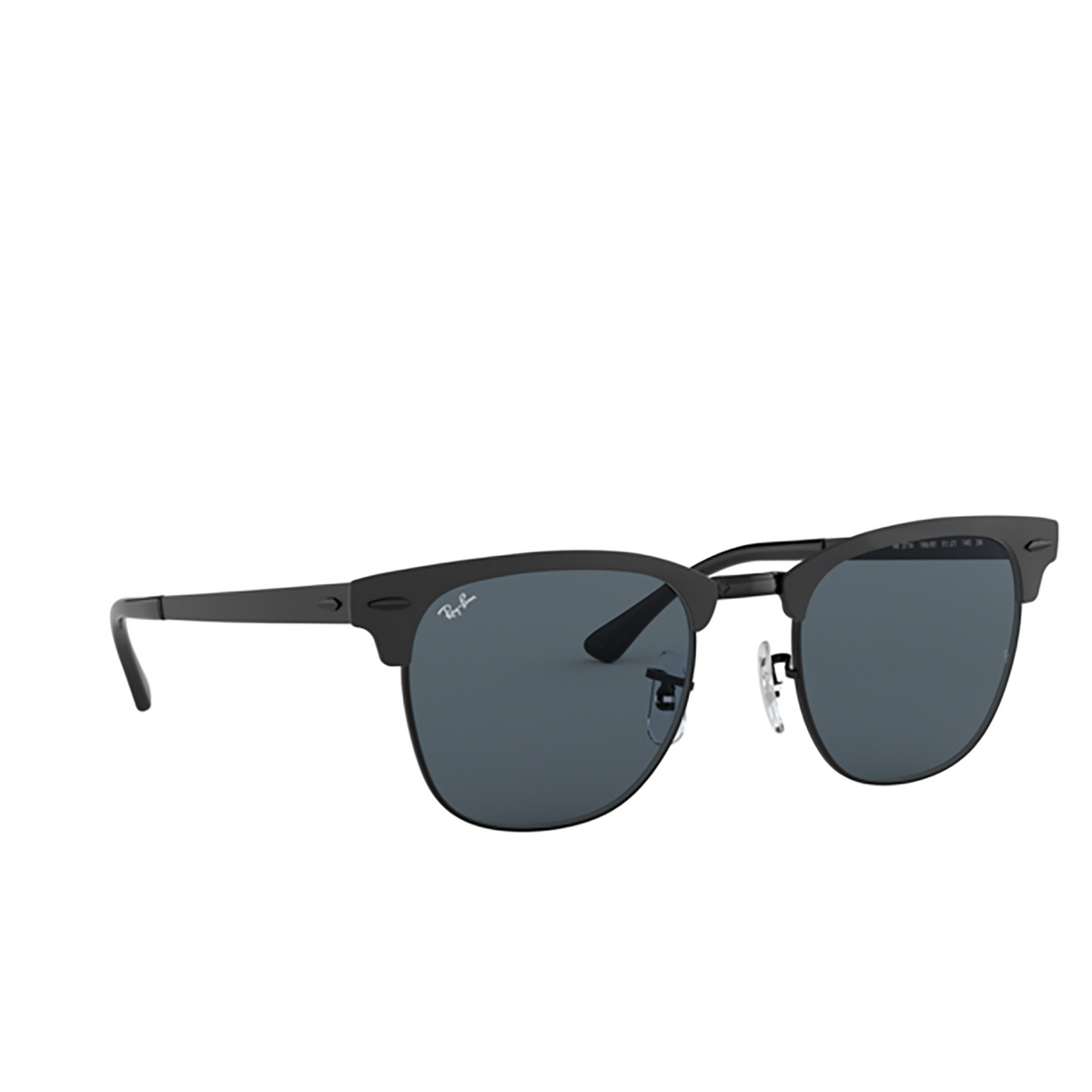 Ray-Ban® Square Sunglasses: Clubmaster Metal RB3716 color Matte Black On Black 186/R5 - 2/3.