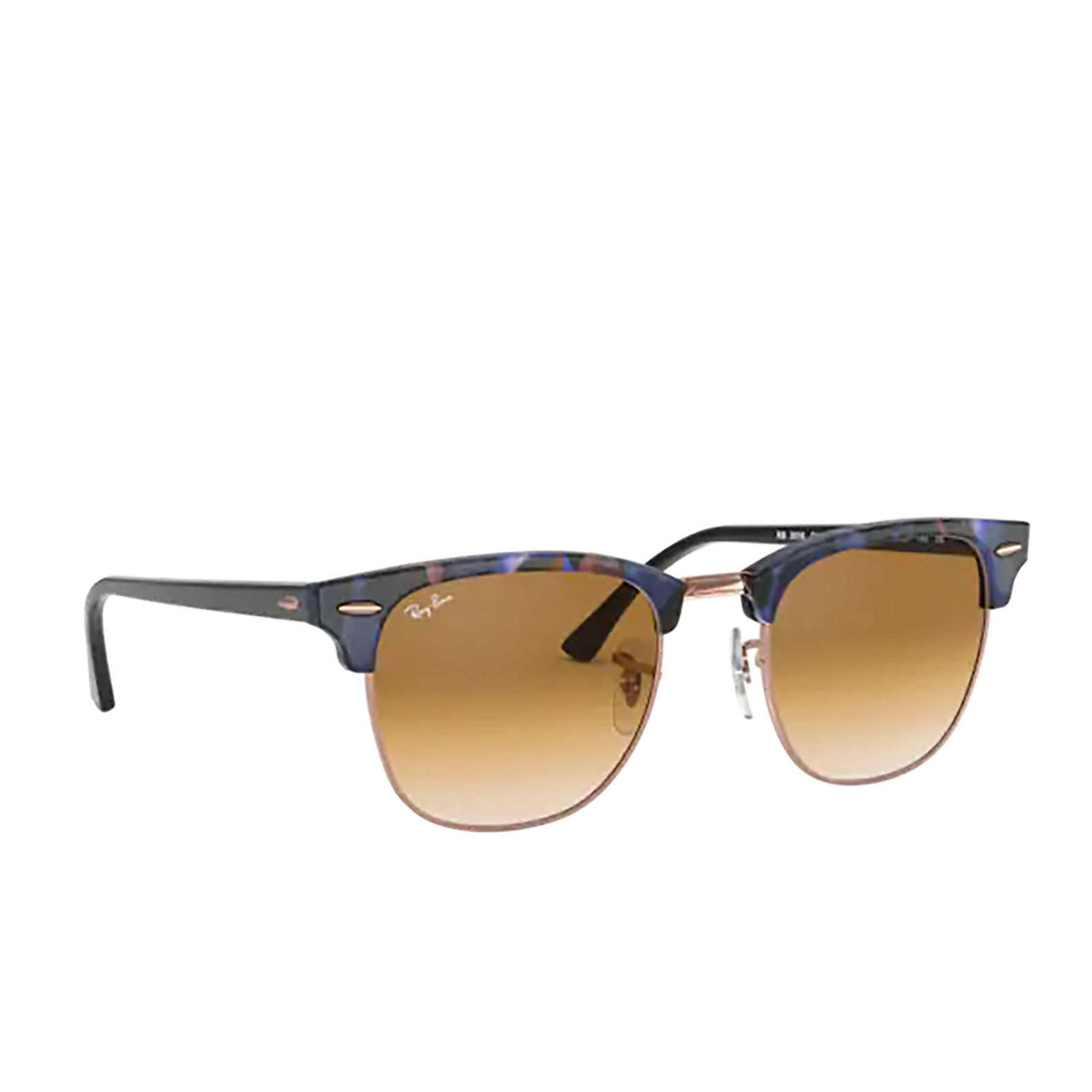 Ray-Ban CLUBMASTER Sunglasses 125651 Spotted Brown / Blue - three-quarters view
