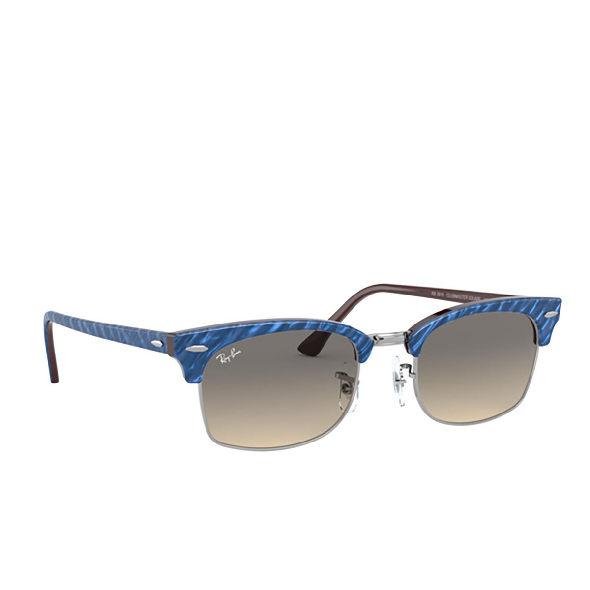 Ray-Ban CLUBMASTER SQUARE Sunglasses 131032 Wrinkled Blue on Brown - three-quarters view