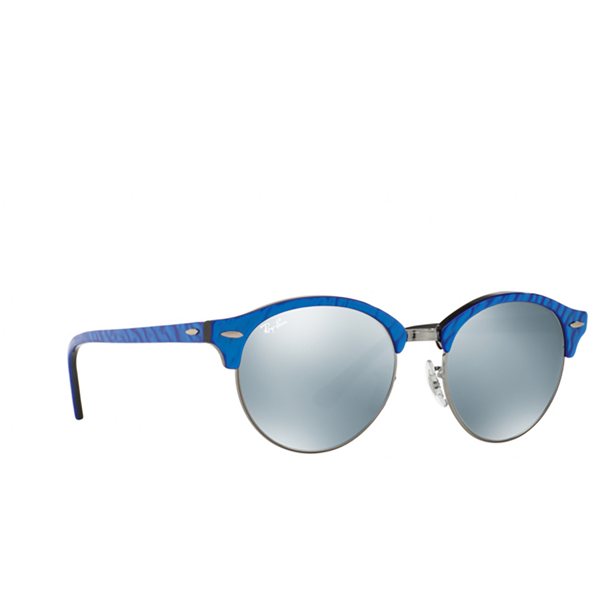 Ray-Ban® Round Sunglasses: Clubround RB4246 color Top Wrinkled Blu On Black 984/30 - 2/3.