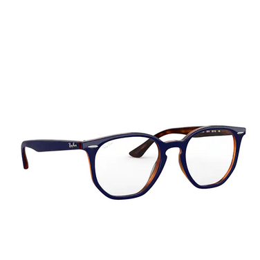 Ray-Ban HEXAGONAL Eyeglasses 5910 top blue on havana red - three-quarters view