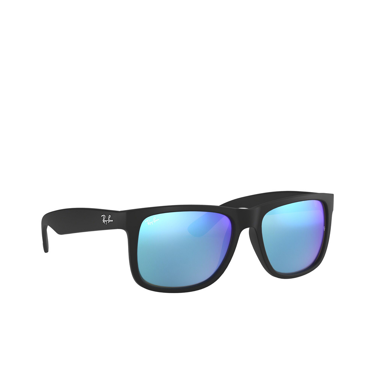 Ray-Ban® Square Sunglasses: Justin RB4165 color Rubber Black 622/55 - three-quarters view.