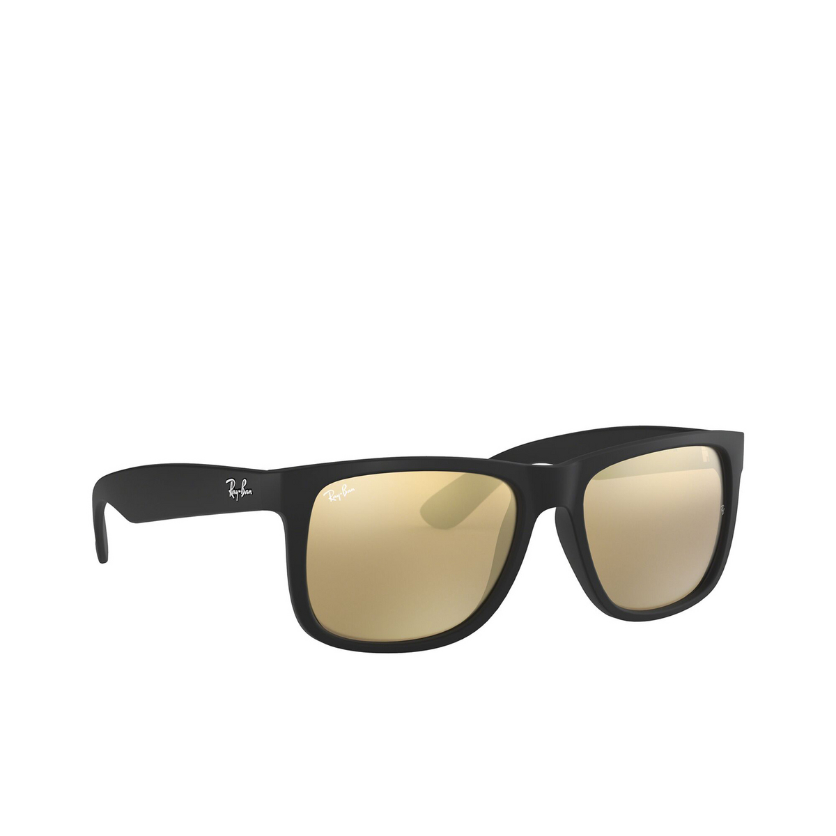 Ray-Ban® Square Sunglasses: Justin RB4165 color Rubber Black 622/5A - three-quarters view.