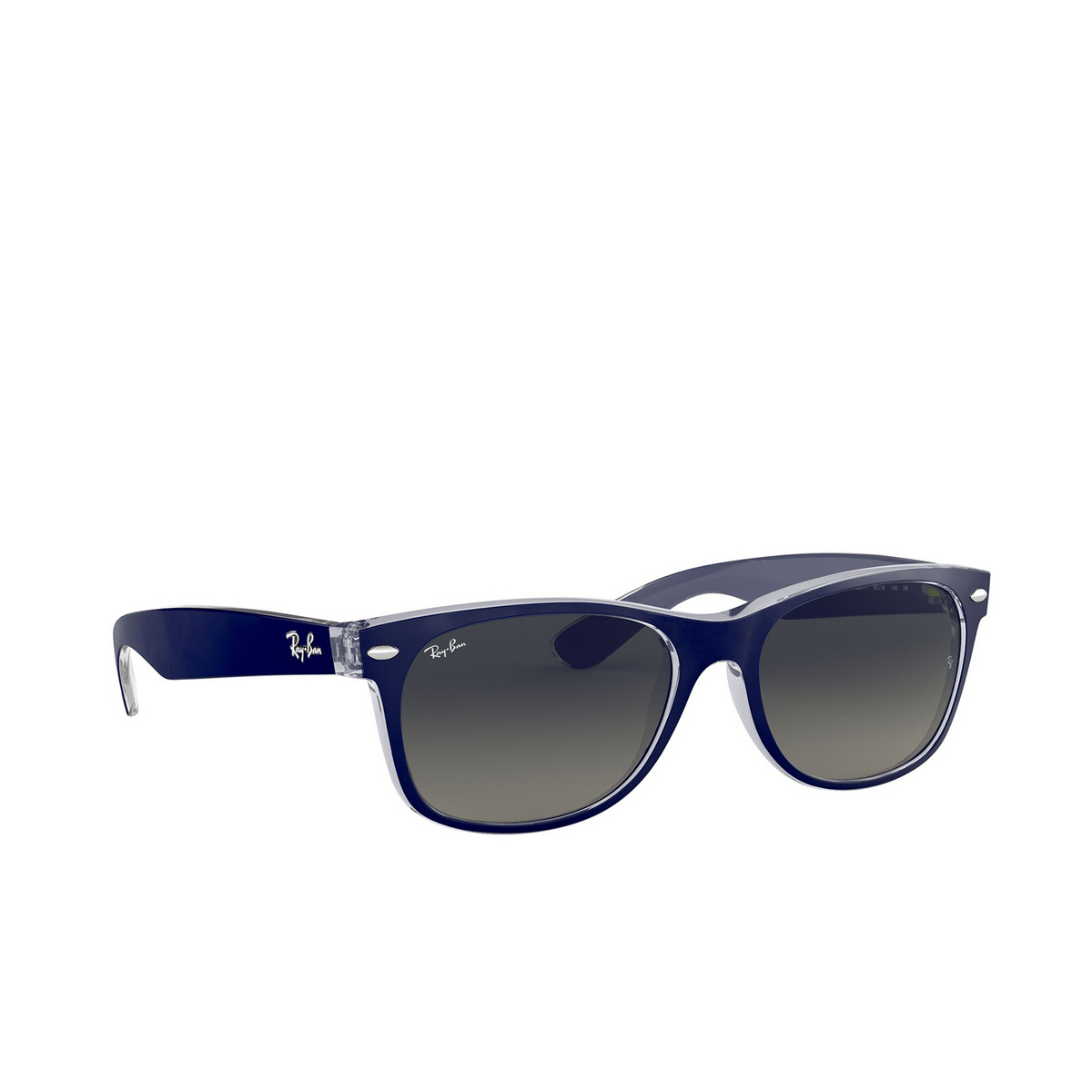 Ray-Ban NEW WAYFARER Sunglasses 605371 Matte Blue on Transparent - three-quarters view