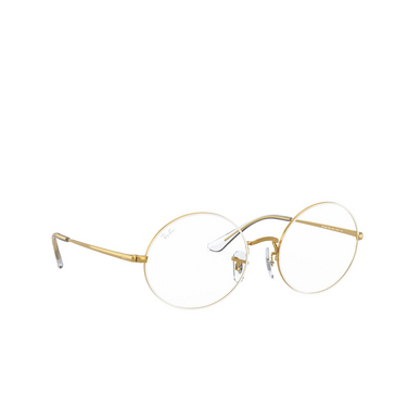 Ray-Ban OVAL Eyeglasses 3104 white on legend gold - three-quarters view