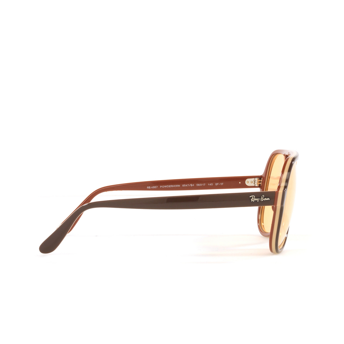 Ray-Ban® Aviator Sunglasses: RB4357 Powderhorn color 6547B4 Dark Brown Light Brown - product thumbnail 3/3