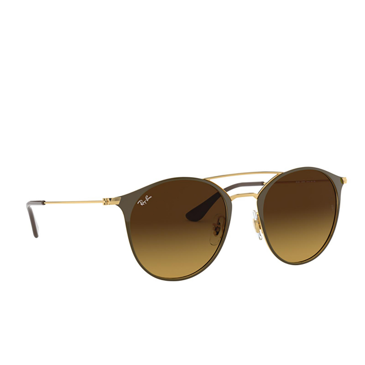 Ray-Ban RB3546 Sunglasses 900985 Gold Top Brown - three-quarters view