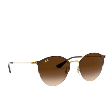 Ray-Ban RB3578 Sunglasses 900913 gold top brown - three-quarters view