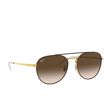 Ray-Ban RB3589 Sunglasses 905513 gold top on brown - three-quarters view