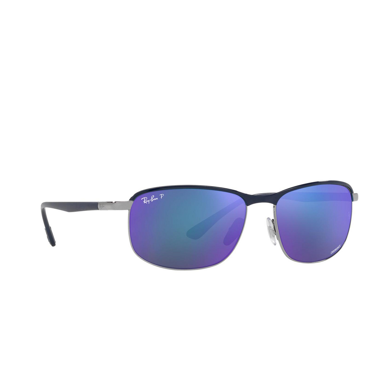Ray-Ban® Rectangle Sunglasses: RB3671CH color 92044L Blue On Gunmetal - 2/3