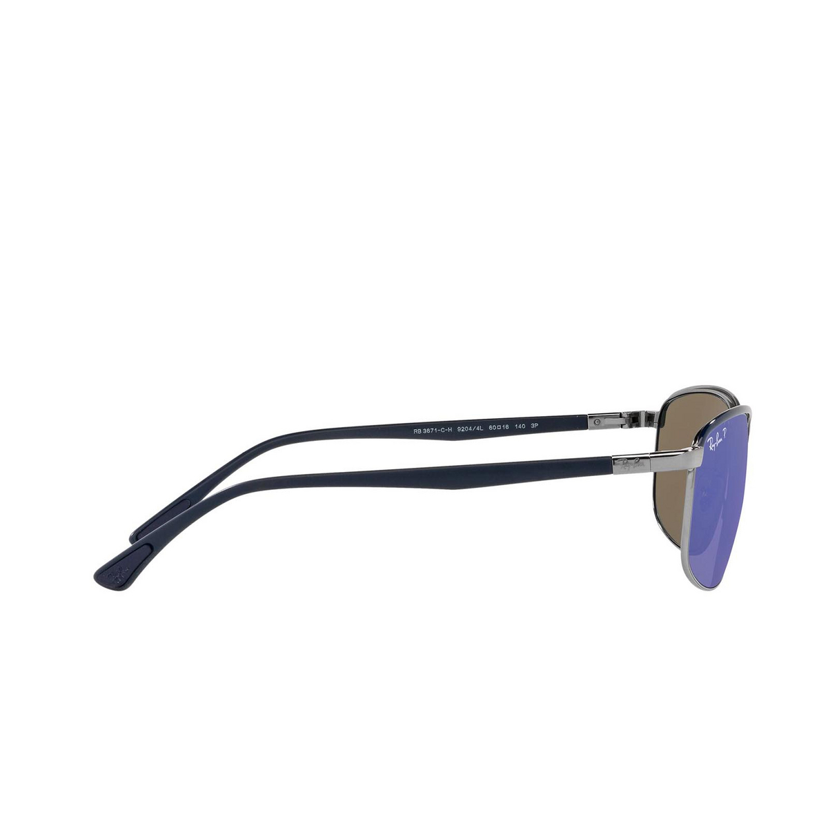 Ray-Ban® Rectangle Sunglasses: RB3671CH color 92044L Blue On Gunmetal - product thumbnail 3/3