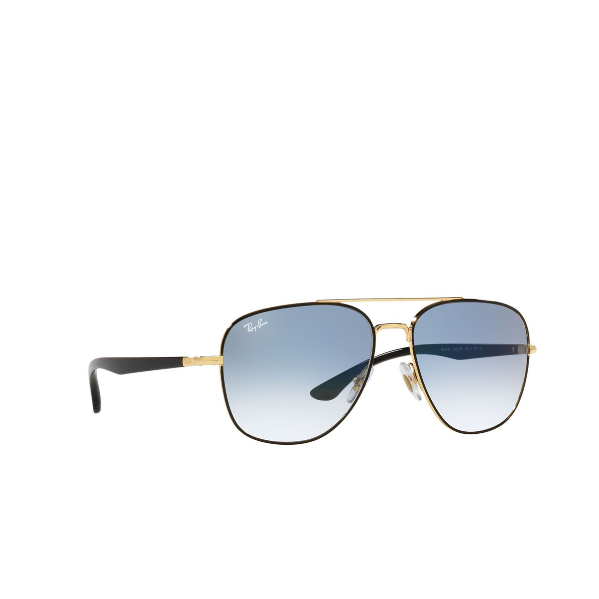Ray-Ban® Square Sunglasses: RB3683 color Black On Arista 90003F - three-quarters view.