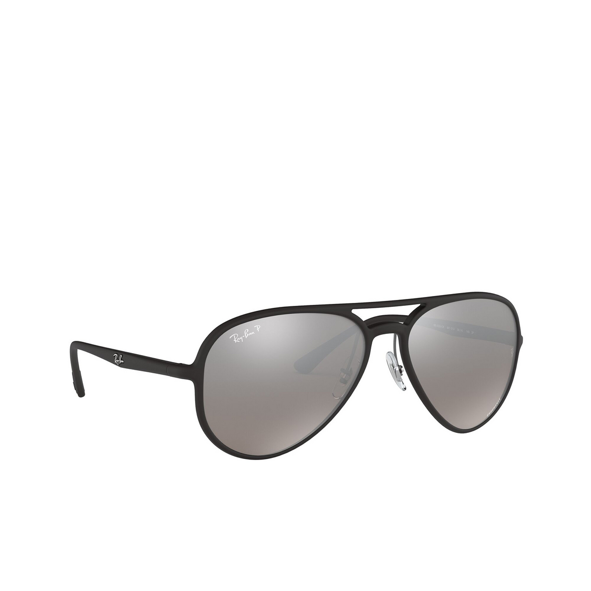 Ray-Ban® Aviator Sunglasses: RB4320CH color Matte Black 601S5J - three-quarters view.