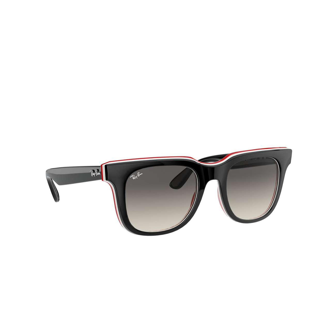 Ray-Ban RB4368 Sunglasses 651811 Black White Red - three-quarters view