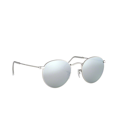 Ray-Ban ROUND METAL Sunglasses 019/30 matte silver - three-quarters view