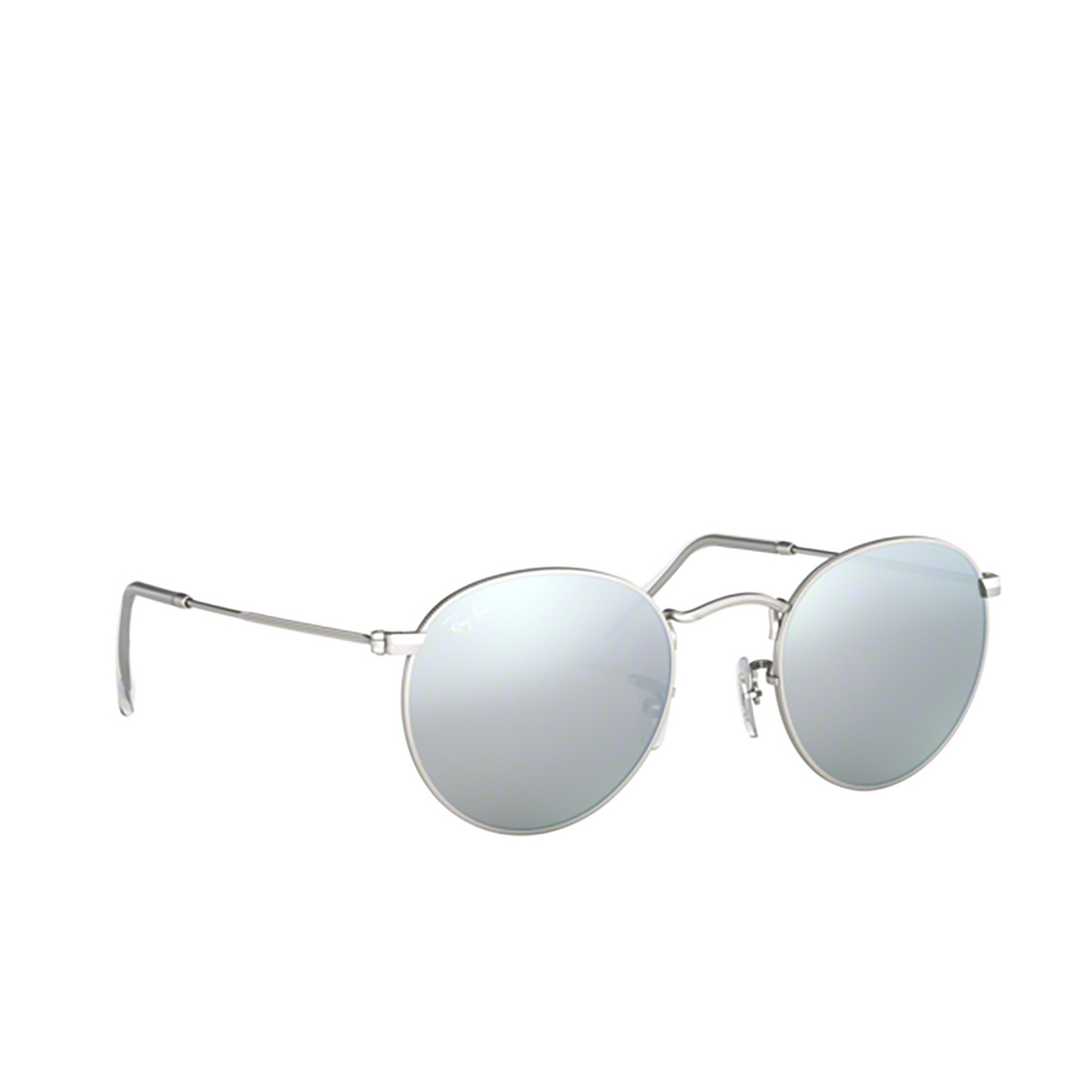 Ray-Ban ROUND METAL Sunglasses 019/30 Matte Silver - three-quarters view