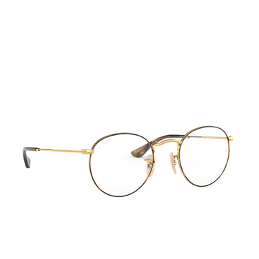 Ray-Ban ROUND METAL Eyeglasses 2945 gold on top havana - three-quarters view