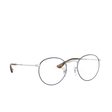 Ray-Ban ROUND METAL Eyeglasses 2970 silver on top blue - three-quarters view