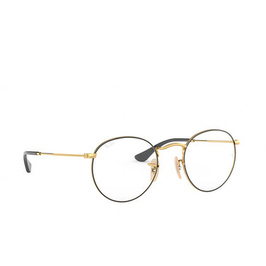 Ray-Ban ROUND METAL Eyeglasses 2991 gold on top black - three-quarters view