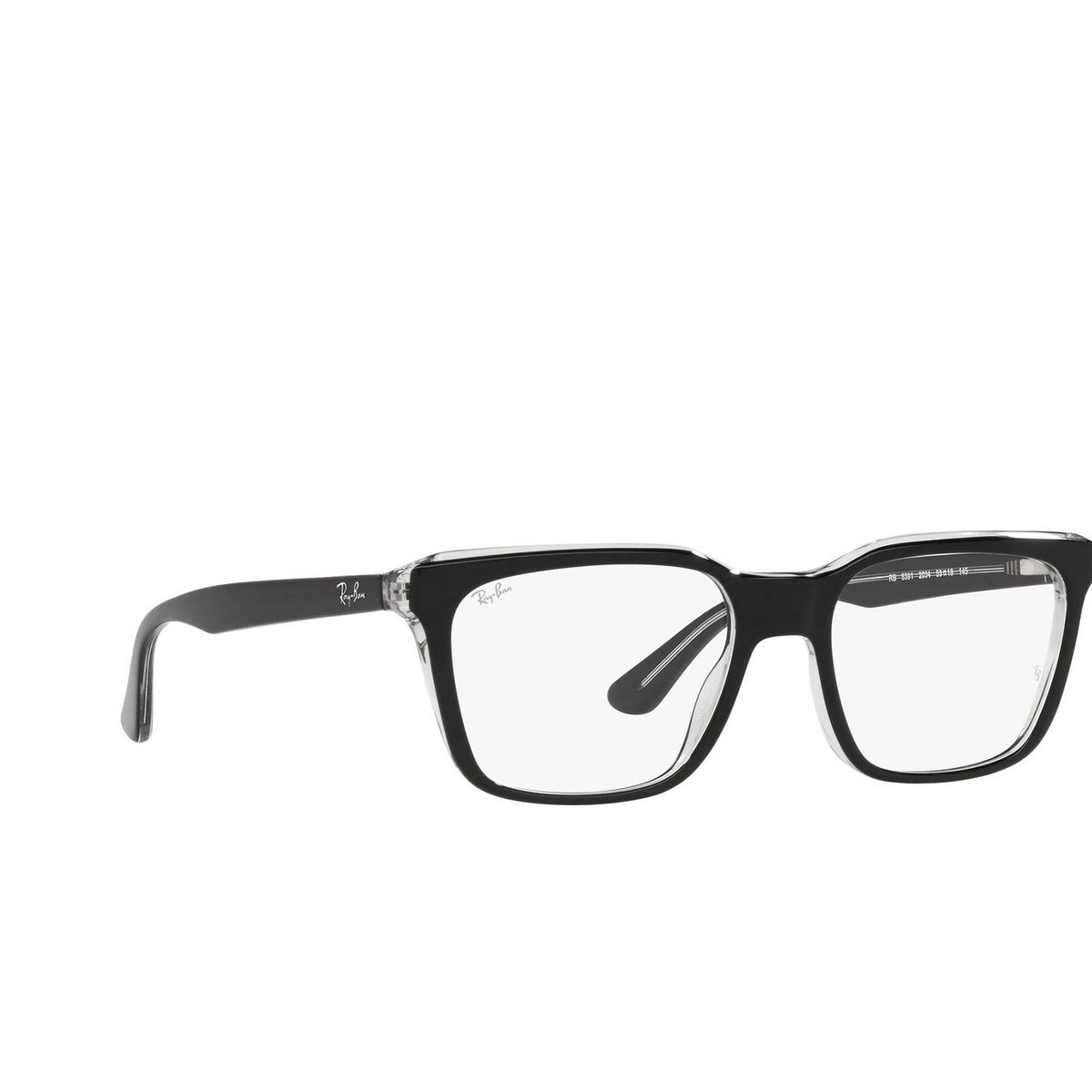 Ray-Ban RX5391 Eyeglasses 2034 Black on Transparent - three-quarters view