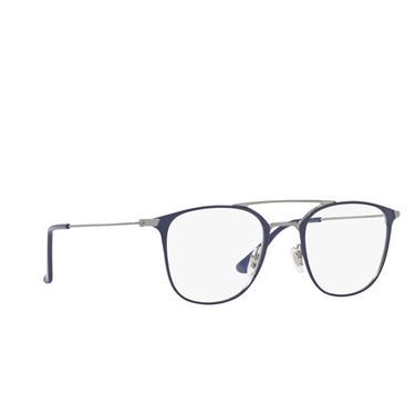 Ray-Ban RX6377 Eyeglasses 2906 gunmetal / shiny blue - three-quarters view