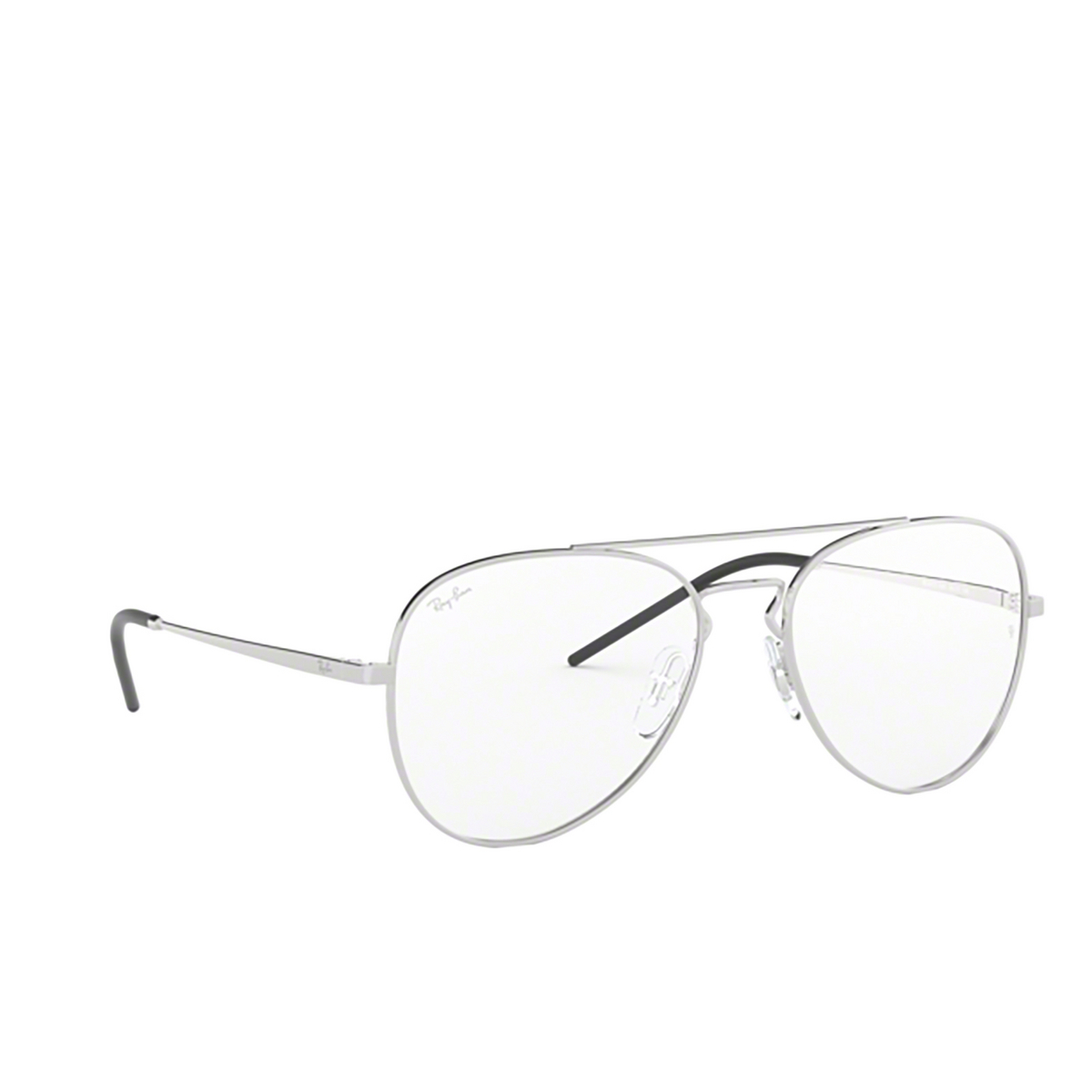 Ray-Ban® Aviator Eyeglasses: RX6413 color Silver 2501 - three-quarters view.