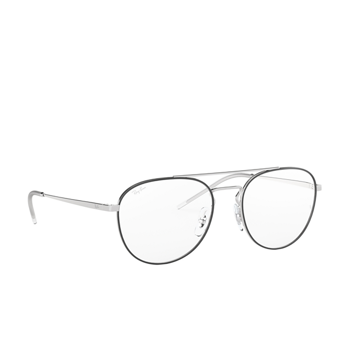 Ray-Ban® Aviator Eyeglasses: RX6414 color Black On Silver 2983 - three-quarters view.